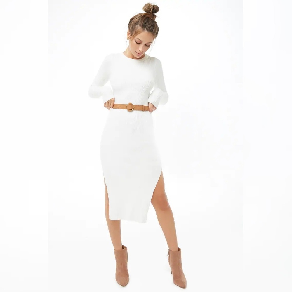 Belted Calf-Length Dress